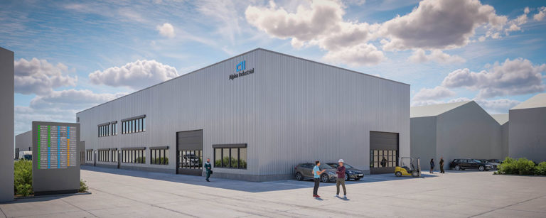 Visualisierung Neubau Alpha Industrial Gewerbepark Bergheim